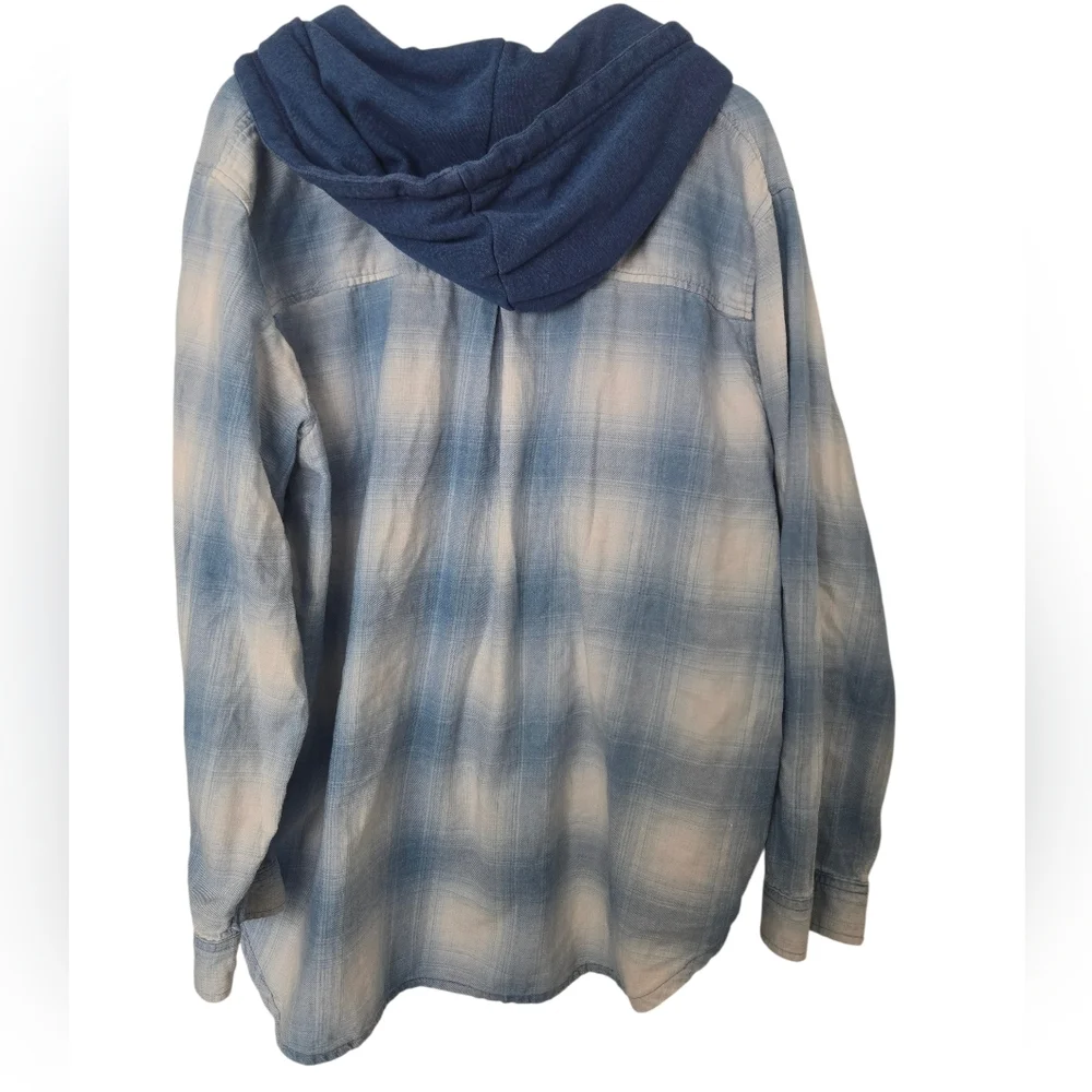 American Eagle Outfitters Denim Blue Hooded Shirt Size XXL - Picture 3 of 3
